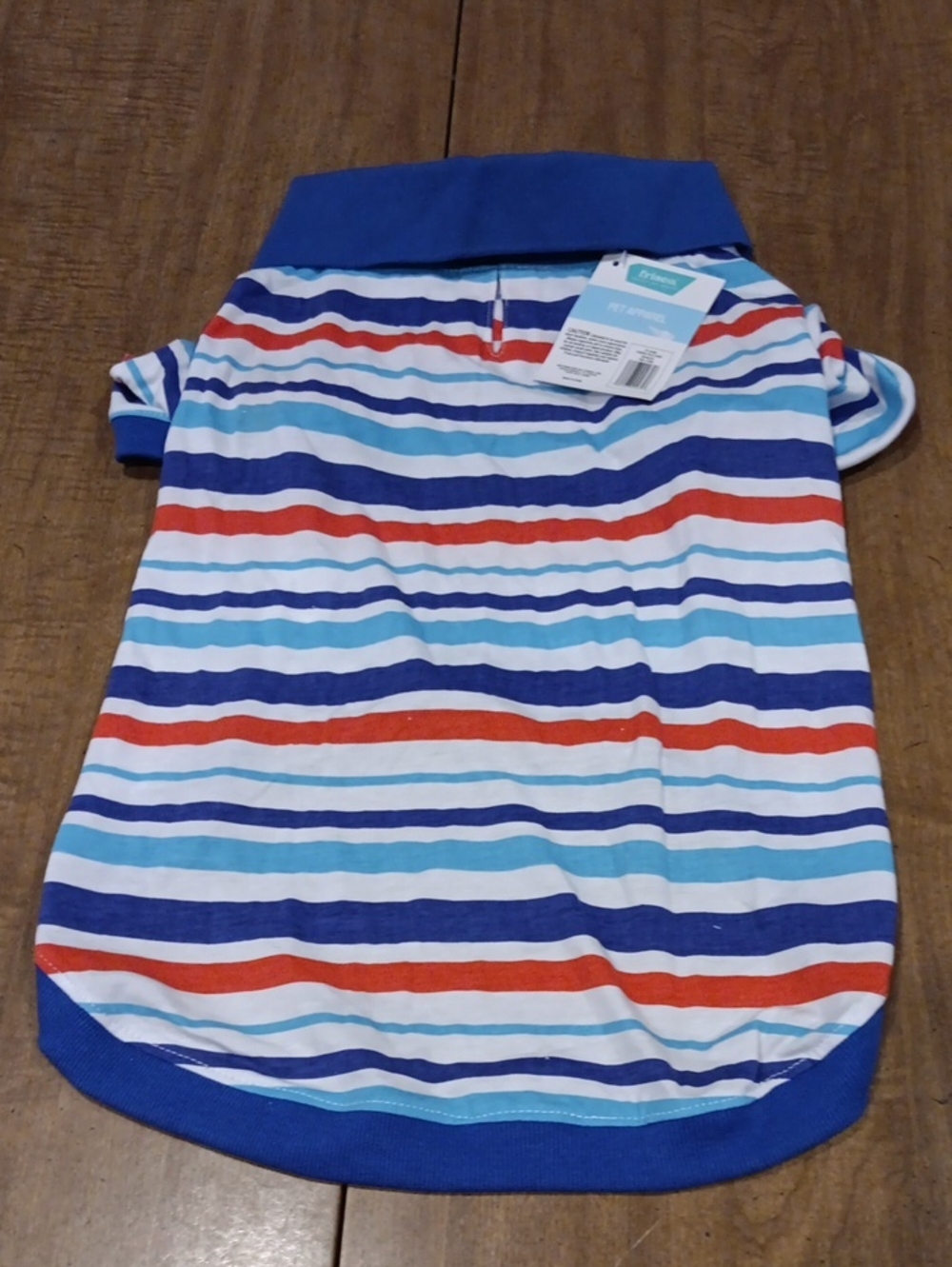 Pets Striped Polo Shirt - Blue, Red & White